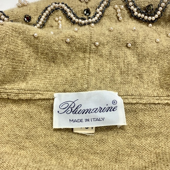 Vintage Blumarine Wool Cashmere Sweater Beaded Pearl Shawl Collar 90s Y2K 40 4 S - Picture 10 of 14